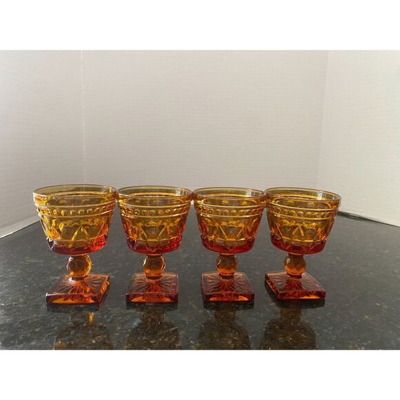Indiana Glass Company 4" Amber Glassware (Qty. 4) - Picture 1 of 6